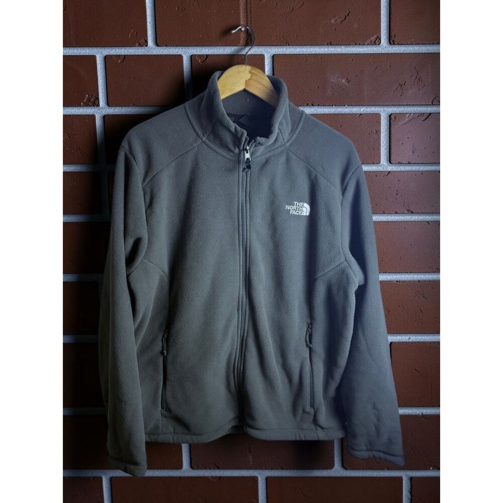 The North Face Full Zip Fleece Jacket Mens Large Gray Black Outdoor